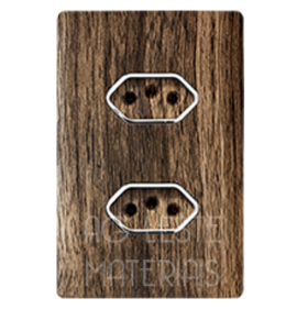 Conjunto Tomada Dupla 20A - Novara Especiais Carvalho